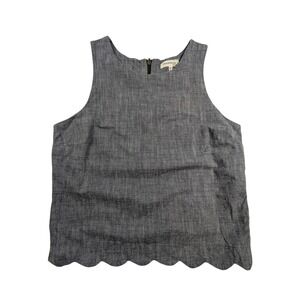Chambray Sleeveless Scalloped Hem Top – Women's M Blue Monteau LA
